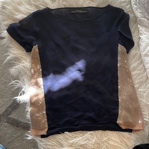 All saints navy blue sequin accent blouse  - size 4